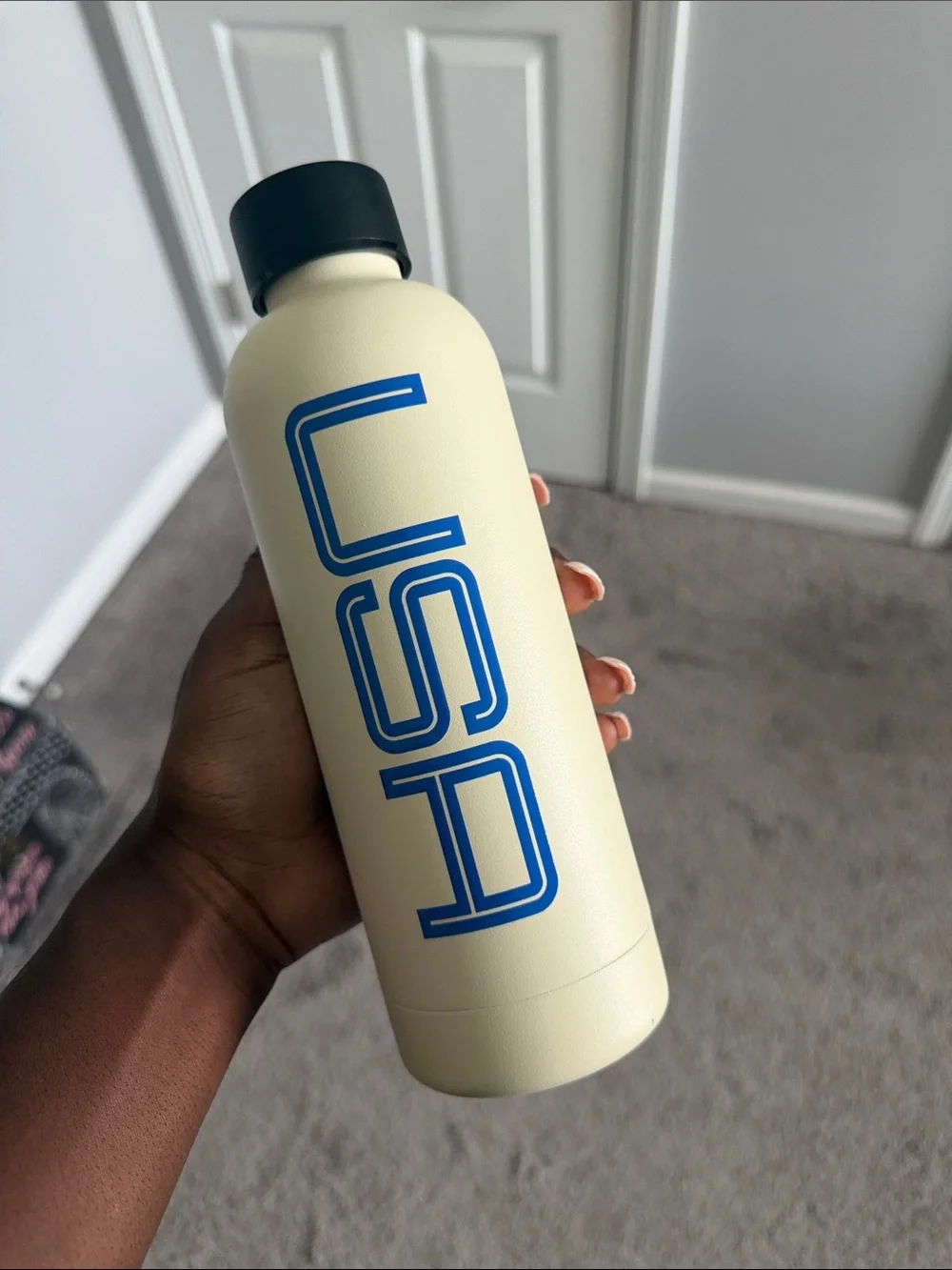 FIFA Branded Cream Steel Water Bottle with Blue Logo
